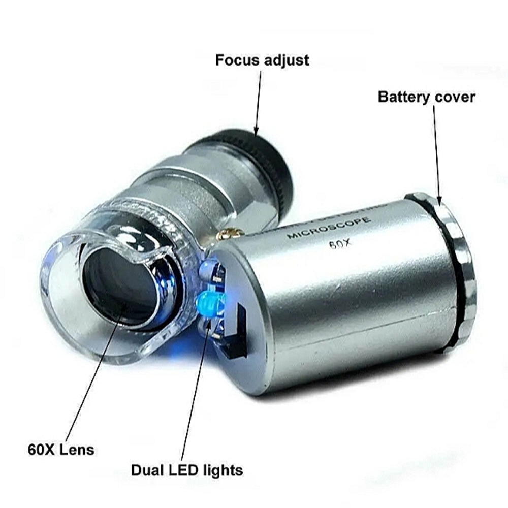 60X Magnifying Loupe Jewelry Jewelers Pocket Magnifier Loop Eye Glass Led Light